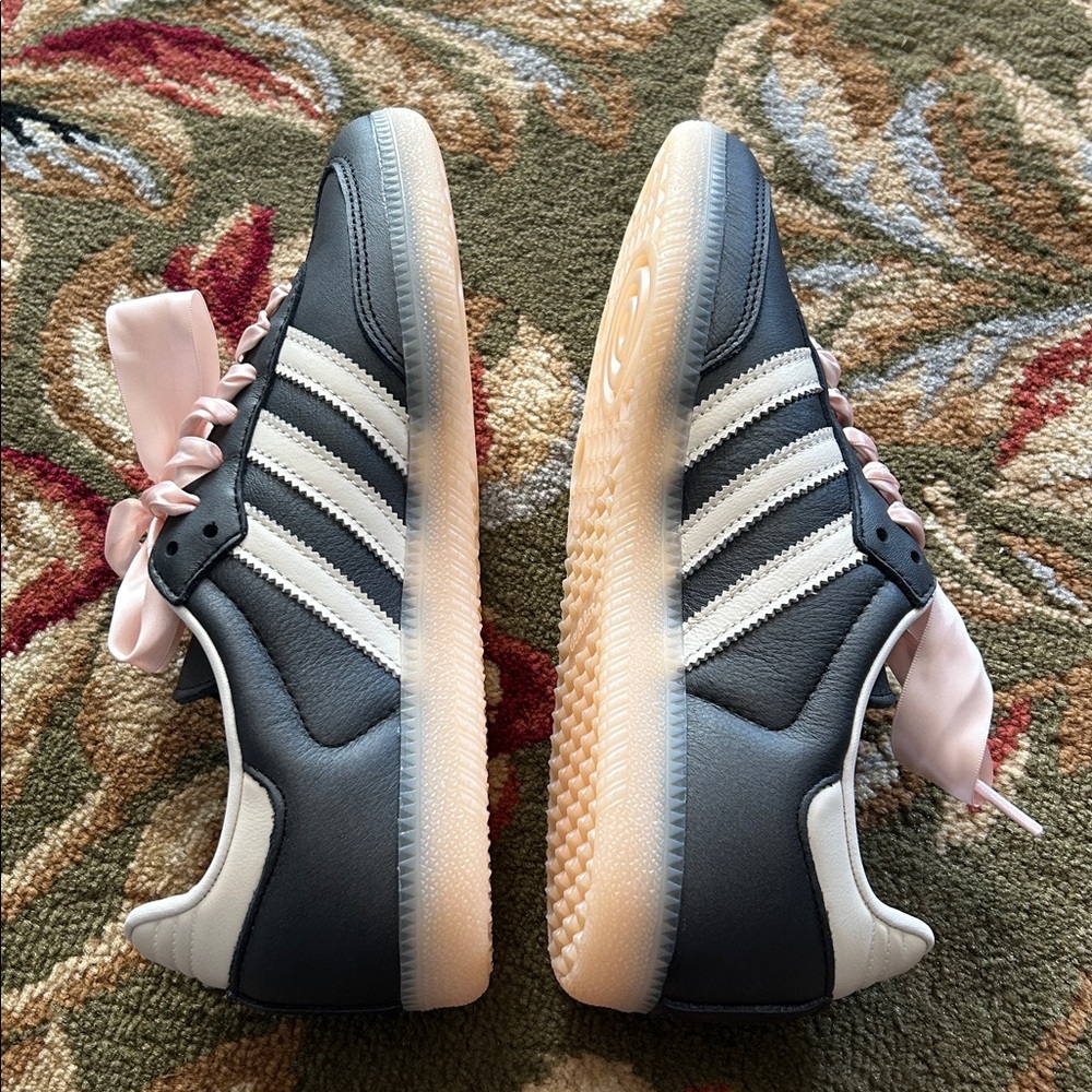 Adidas Women’s Samba Black Wonder Quartz Ribbon Laces Balletcore Coquette Size 8 - Picture 2 of 11